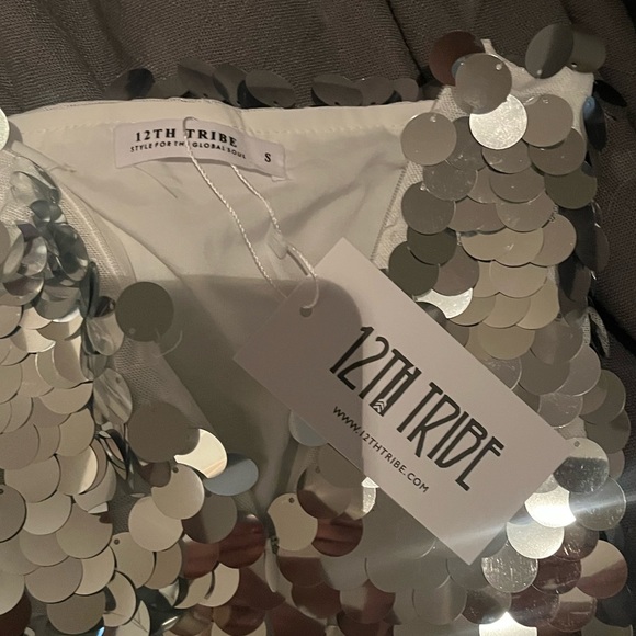 Pippa Silver Disco Mini Skirt - 12th Tribe - Picture 2 of 8